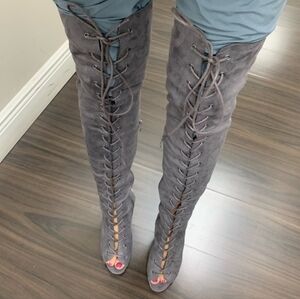 Benton footwear lace up knee high heels